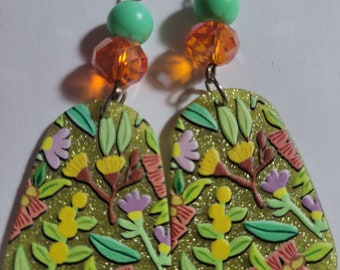 Fun Acrylic Colorful Floral Pendant Earrings, Floral Earrings, Summer Earrings, Garden Earrings, Flower Jewelry, Flower Gift, Pendants