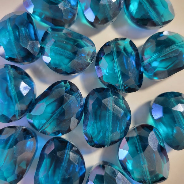 1 - Large Iridescent Blue Glass Crystal Nugget Bead, 25mm Large AB Crystal, Single Iridescent Nugget Crystal, Large Crystal Beads