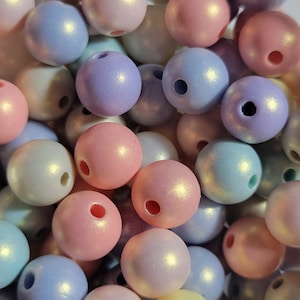 20 Beads - 10mm Mixed Colored Acrylic Round Beads, Spacer Beads, Acrylic Beads, Small Round Beads, Gumball Beads, DIY Jewelry Beads