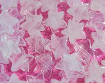 10 Beads - 13mm Acrylic Beads, Star, White Beads, Fun Star Beads, Decora Beads, Lolita Beads, DIY Jewelry, Kawaii Beads, Cute Star Beads