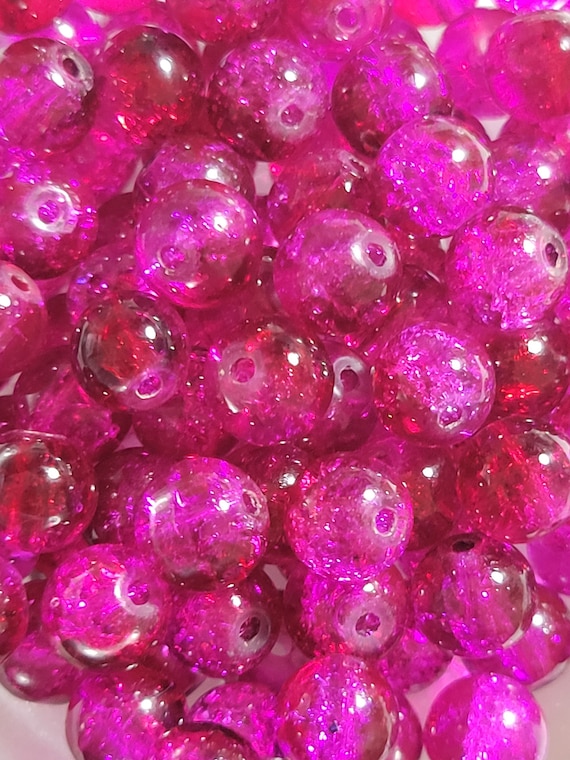 Glass Beads for Bracelet Making 8mm Round Crackle Mix Clear Transparent 1  lb 