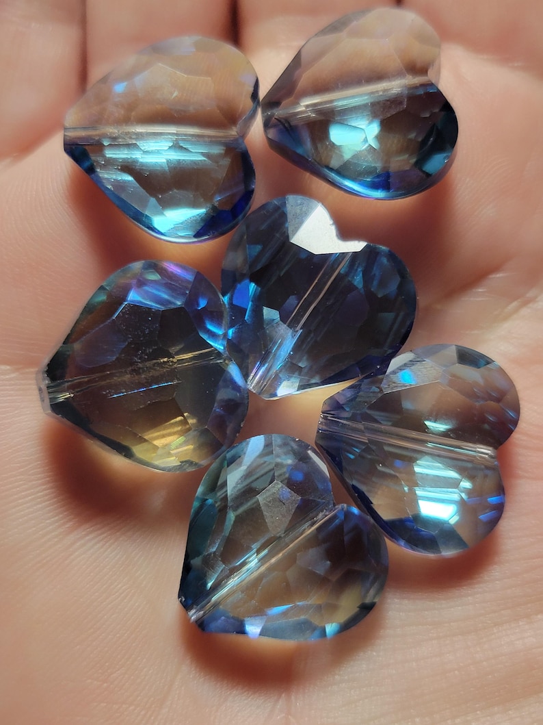 2 - Gorgeous Sparkling Heart Faceted Crystals, 18mm Czech Glass Crystal Hearts, Large Crystal Hearts, DIY, Colorful Crystal Hearts 画像 2