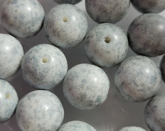 10 Beads - 10mm Light Gray and White Patterned Beads Light Gray Glass Beads, Gray Gumball Beads, Gumball Beads, Gray Glass Beads