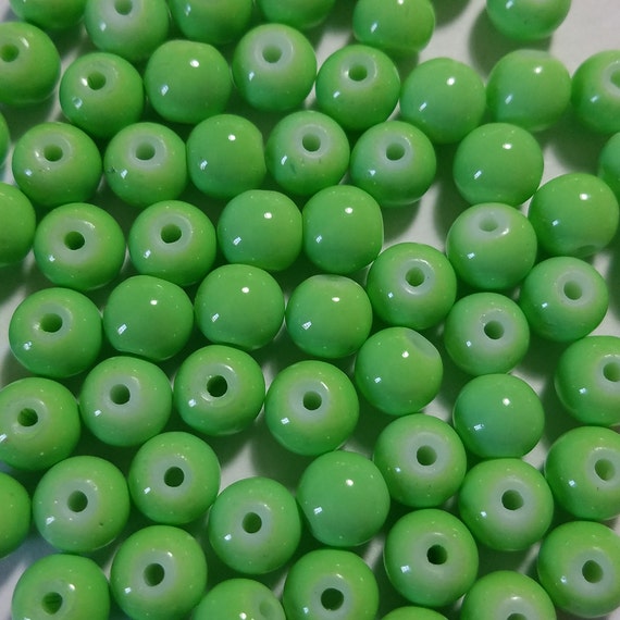 15 Beads - 6mm Bright Lime Green Spacer Beads, Small Round Green Glass  Beads, Small Glass Green Spacer Beads, Little Round Green Beads