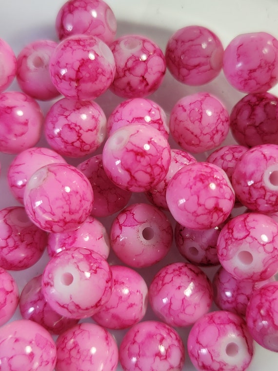 10mm Shiny Pink Pastel Beads for Jewelry Making, Pastel Beads for