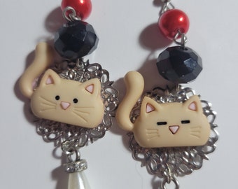 Cat Earrings, Pet Earrings, Dangle Earrings, Animal Earrings, Gift, Handmade Earrings, Cat Lover, Cat Jewelry, Kitty Jewelry, Kitty Earrings