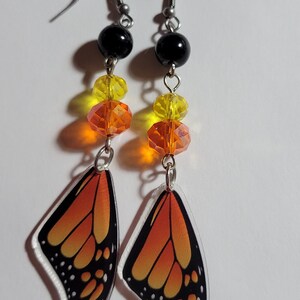 ON SALE! Monarch Wing Butterfly Earrings, Dangle Butterfly Wing Earrings, Colorful Butterfly Earrings, Mariposa Earrings, Garden Earrings