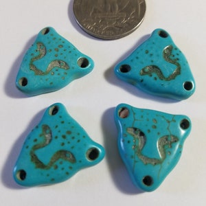 4  Beads - Blue Howlite Tiger Face Beads, Cat Face Beads! Tribal Beads!