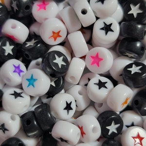 20 Beads - Colorful Star Spacer Beads, Coin Beads for Jewelry Making, Star Beads, Decora Beads, Kandi Beads, Lolita Beads for Jewelry Making