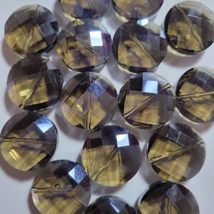 2 Beads - Gorgeous 20mm Gray Faceted Iridescent Glass Crystals, Sparkling High Quality Glass Crystals, Round Glass Crystal Beads
