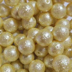 10 Beads - 10mm Sunny Yellow Textured Glass Pearls, Round Yellow Textured Gumball Beads, Pastel Yellow Beads, Light Yellow Round Beads