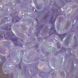 10 Beads - 8mm Purple Acrylic AB Heart Beads, Purple Heart Beads, Colored Hearts, Small Purple Heart Beads, Love Beads, Friendship Beads