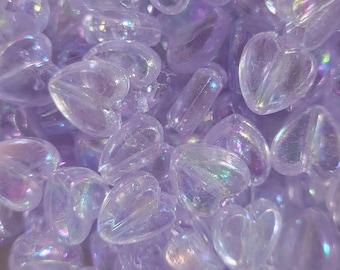 10 Beads - 8mm Purple Acrylic AB Heart Beads, Purple Heart Beads, Colored Hearts, Small Purple Heart Beads, Love Beads, Friendship Beads