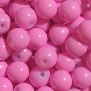 12 Beads - 8mm Bright Bubble Gum Pink Glass Beads, Spacer Beads, Small Pink Gumball Beads, Small Pink Gumball beads, Pink Glass Beads