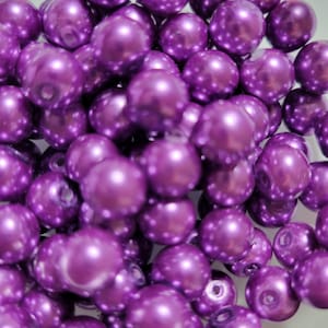 12 Beads - 8mm Dark Pastel Purple Glass Beads, Round Glass Beads, Purple Glass Beads, Small Purple Gumball Beads
