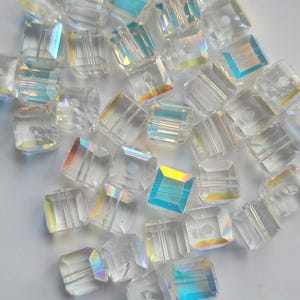 Sold Per Bead, 8mm Single Glass Cube Bead, Square Beads, Clear AB Cube Bead, Clear Square Bead, Single Clear Beads, Gorgeous Sparkling Beads