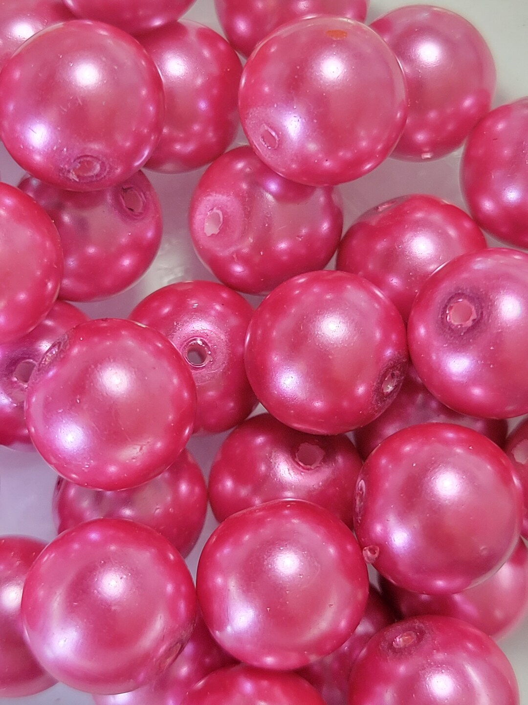 10 Beads 12mm Rose Pink Glass Pearl Beads, Large Rose Pink Gumball