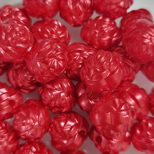 12 Beads - 12mm Bright Red Rose Beads, Acrylic, Plastic Rose Beads, Detailed Rose Beads, Bright Red Plastic Roses, Perfect Rose Beads