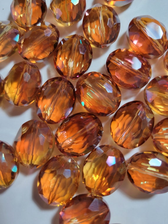 Small Iridescent Oval Orange/yellow Shifting Color Glass