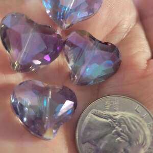 2 - Gorgeous Sparkling Heart Faceted Crystals, 18mm Czech Glass Crystal Hearts, Large Crystal Hearts, DIY, Colorful Crystal Hearts image 2