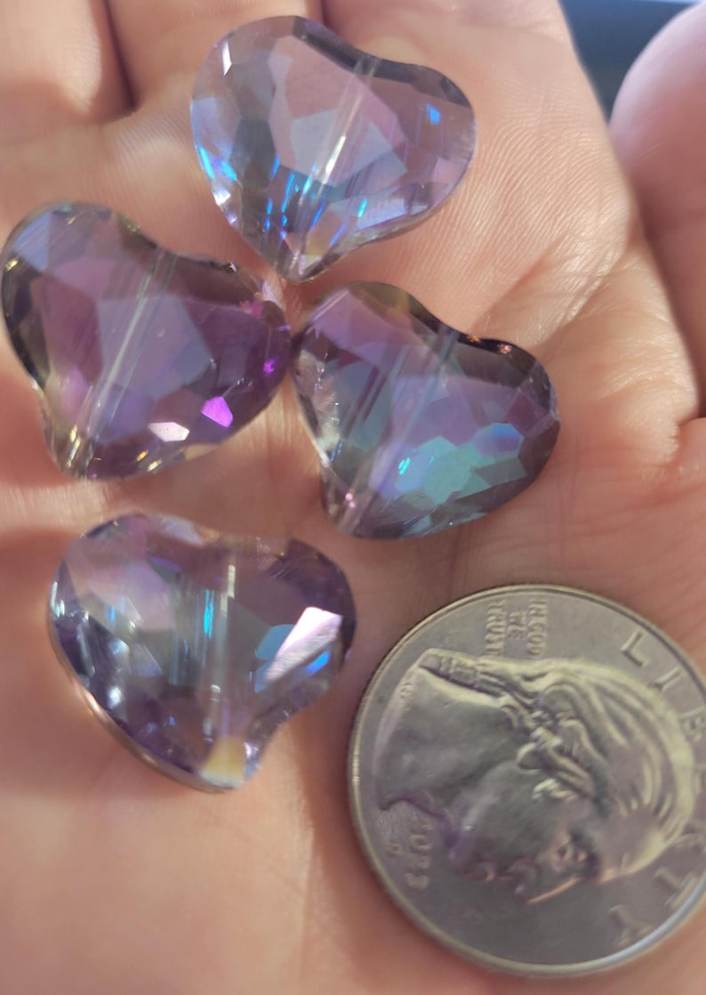 2 - Gorgeous Sparkling Heart Faceted Crystals, 18mm Czech Glass Crystal Hearts, Large Crystal Hearts, DIY, Colorful Crystal Hearts image 2