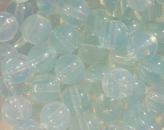 12 Beads - 8mm Imitation White Opalite Glass Beads, Small White Glass Beads, Small Light Colored Beads, Spacer Beads