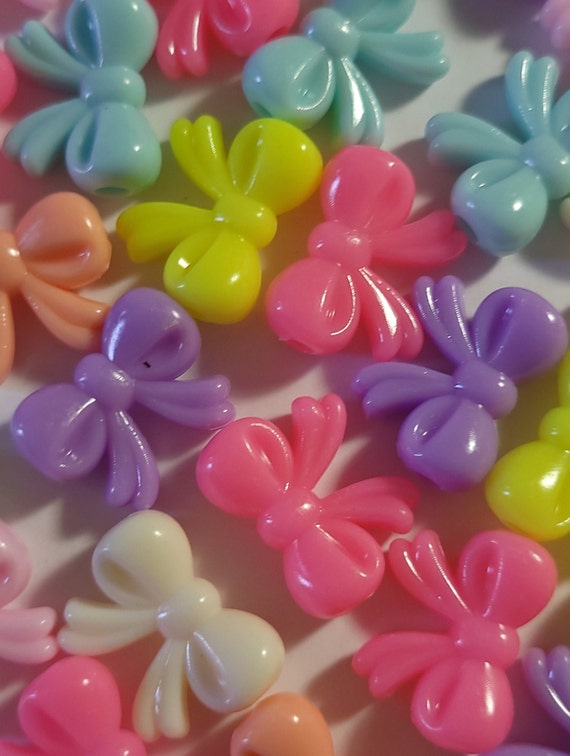 10 Beads - Acrylic Bow Beads, Colorful Bowtie Beads, Bow Knot Beads,  Assorted Color Bow Beads, Acrylic Beads, Kawaii, 90's, Y2K, DIY