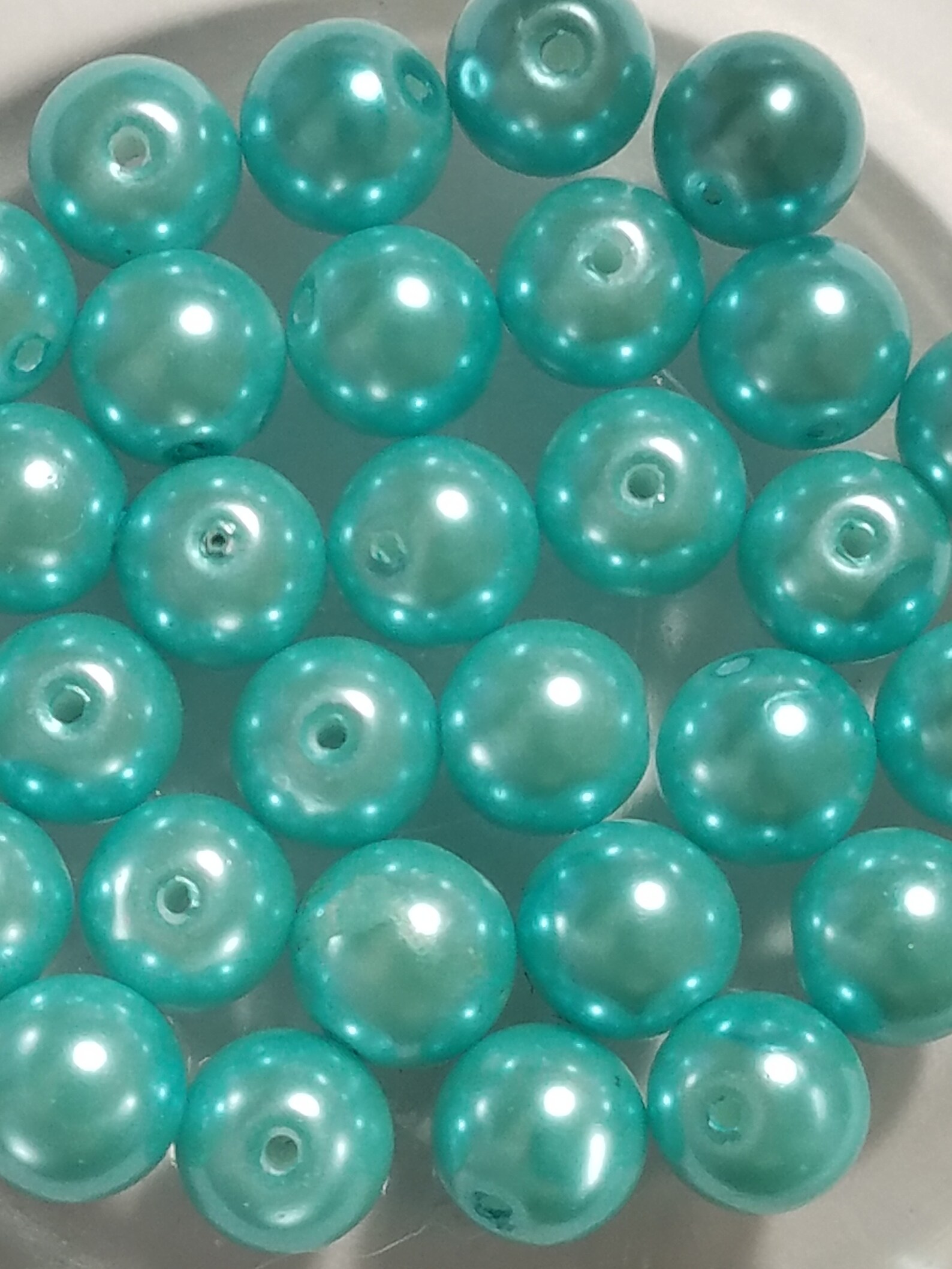 10 Beads 10mm Dark Yummy Mint Green Pearl Glass Beads Etsy