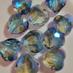 2 - Gorgeous Sparkling Heart Faceted Crystals, 18mm Czech Glass Crystal Hearts, Large Crystal Hearts, DIY, Colorful Crystal Hearts 画像 1