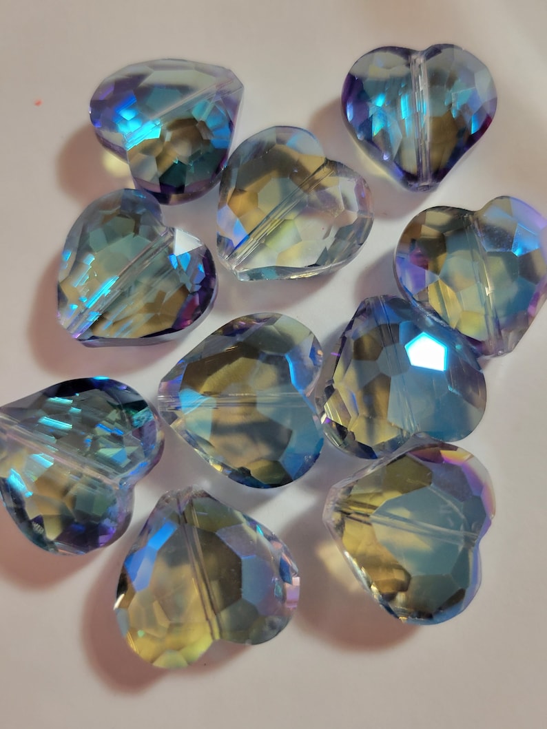 2 - Gorgeous Sparkling Heart Faceted Crystals, 18mm Czech Glass Crystal Hearts, Large Crystal Hearts, DIY, Colorful Crystal Hearts 画像 1