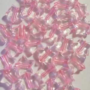 20 Beads - 9mm Pink Acrylic Beads, Star, Pink Beads, Fun Pink Star Beads, Decora Beads, Lolita Beads, DIY Jewelry, Kawaii Beads, Pink Stars