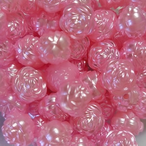 12 Beads - 12mm Light Pink Rose Beads, Acrylic, Plastic Rose Beads, Detailed Rose Beads, Light Pink Plastic Roses, Perfect Rose Beads