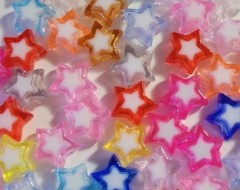 10 Beads - 9mm Mixed Colored Acrylic Beads, Celestial Beads, Star Beads, Festival Beads, Lolita Beads, Rave Beads, Kawaii Beads, Small Stars