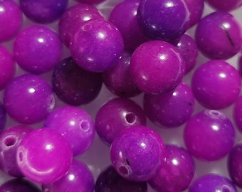 10 Beads - 8mm Natural White Jade Beads, Dyed Jade Beads, Round Purple Beads, Round Dyed Jade Beads, 8mm Dyed Jade Beads