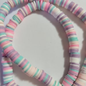 6mm Light Multi-Colored Clay Beads, Polymer Clay Vinyl Heishi Beads, African Disc Beads, Colored Heishi Beads, Polymer Beads