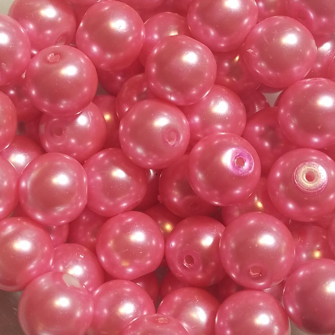 10 Beads 12mm Perfect Light Pink Glass Pearl Beads, Large Pink Gumball