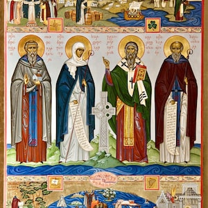 Celtic Saints Icon. Digital File. Saint Brigid + Saint Patrick