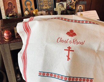 Copri cestino pasquale. Strofinaccio ortodosso.