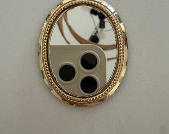 Vintage Style Miniature Oval Mirror Gold Beaded Frame Dollhouse Decor 2 Inch