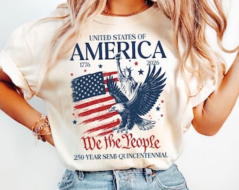 Comfort Colors® Amerika 250 Shirt, Vaterländisches Adler-Grafik-T-Shirt, 250