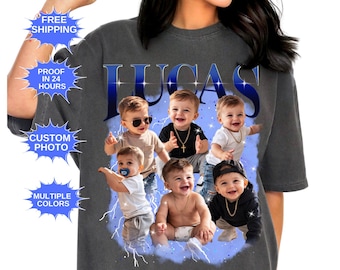 Comfort Colors® Custom Photo Shirt, Personalized Bootleg Baby Collage Shirt Custom Kids Photo Shirt, Family Gift Shirt, Trendy Vintage Style
