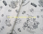 6360B - Cotton Linen Blend Fabric - Nature Lover 39 s Library (black) - by the yard