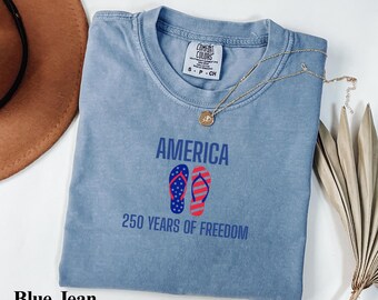 Amerika 250 år av frihet T-shirt Comfort Colors® Patriotiska USA T-shirt, Fjärde juli T-shirt Självständighetsdagen Outfit Gåva