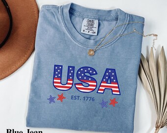 USA 1776-skjorta Comfort Colors® patriotiska USA-t-shirt, fjärde juli-t-shirt, America 250-t-shirt, vintage-independenceday-t-shirt