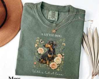 Dachshund Shirt, Comfort Colors® Floral Dog Lover Tee, Wiener Dog Gift For Her, Doxie Mom Shirt, Small Dog Lover Gift, Pet Lover Tee,Dog Tee