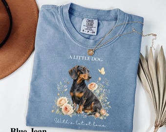 Dachshund Shirt, Comfort Colors® Floral Dachshund Tee, Wiener Dog Lover Gift, Doxie Mom Shirt, Small Dog Lover Gift, Pet Lover Tee, Dog Tee