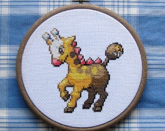 Pokemon Cross Stitch: Medium pokemon in 6" frame (gen 1-5), made to order