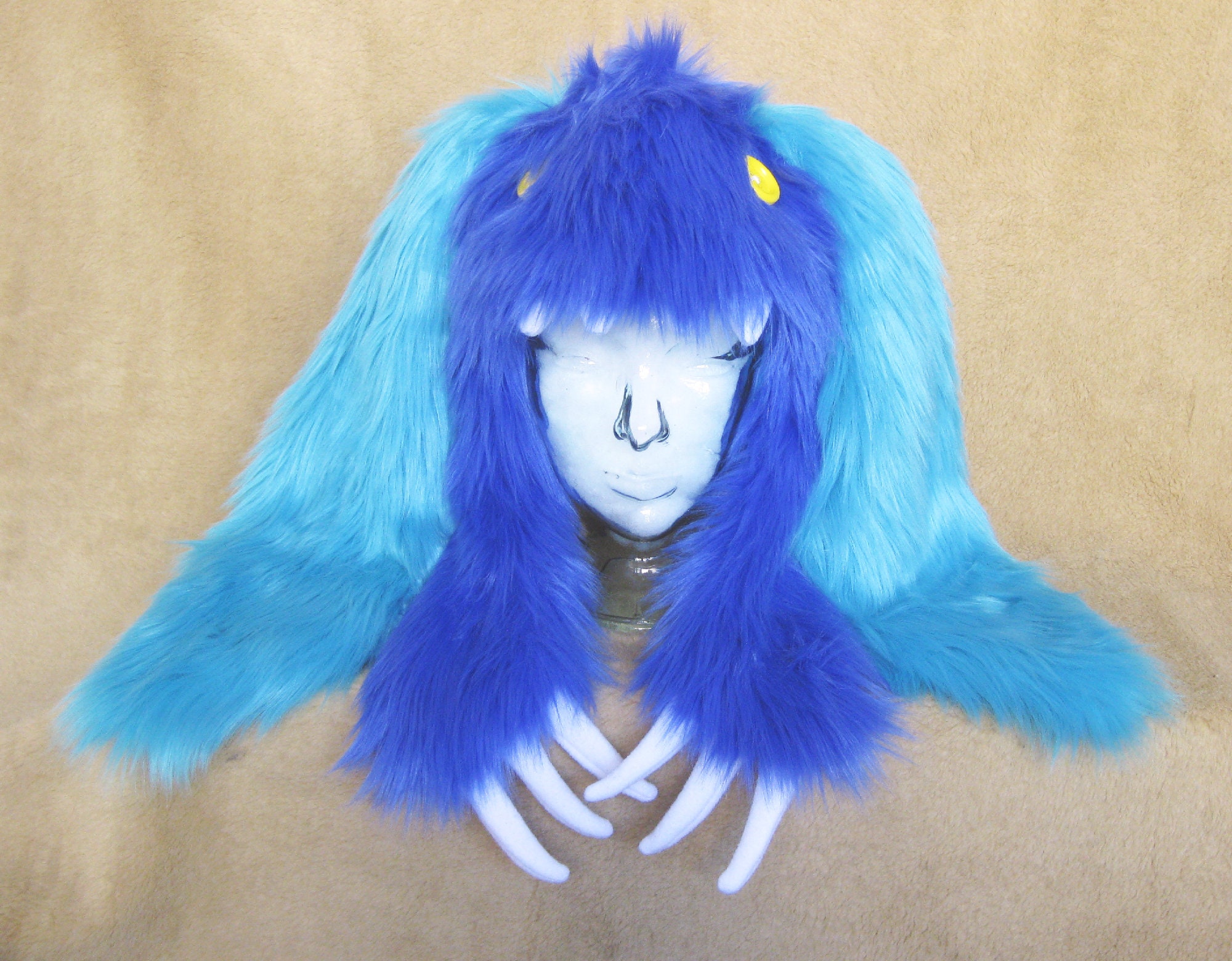 Big Furry Monster Hat Blue Bunny With 