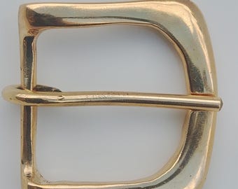Solid Brass Rounded Square Belt Buckle – Handmade Heel Buckle for 1” Leather Belts