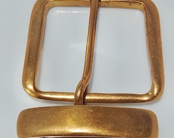 Solid Brass Belt Buckle and Loop Keeper (Set) – Handmade, Fits 1.5” Belt